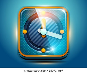 Vector glossy clock icon. Modern design style. Time glass thumb