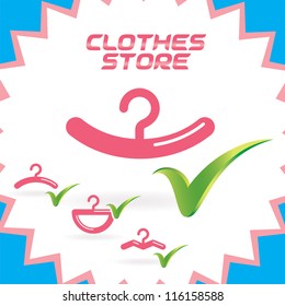 Vector Glossy Clothes Shop Icons, Sign, Symbol, Logo Set, Button for Baby, Child, Children, Teenager, Family