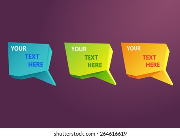 Vector glossy colored origami banners. Set on a dark background