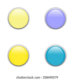 Vector glossy colorful buttons. Set of  button icons. icon isolated. modern design vector illustration. sign shiny blue and yellow symbol buttons