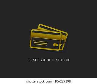 vector glossy credit card web golden icon design element.