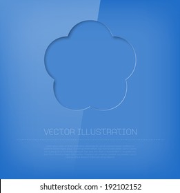 Vector glossy cut out blue flower icon