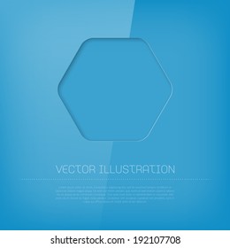 Vector glossy cut out blue hexagonal banner / badge / label