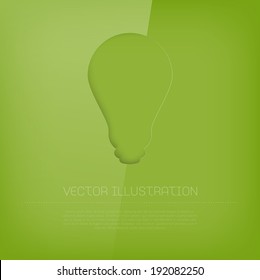 Vector glossy cut out green lightbulb icon