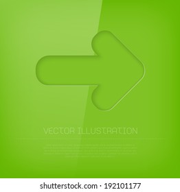 Vector glossy cut out green arrow icon