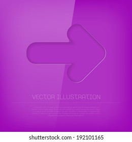 Vector glossy cut out purple arrow icon