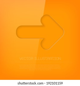 Vector glossy cut out yellow arrow icon