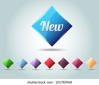 Vector Glossy Diamond New Icon/Button and multicolored
