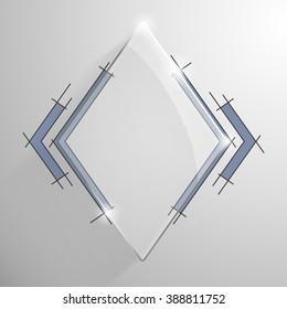 Vector glossy diamonds banner with dark blue technical lines drawing services on the background.
