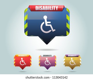 Vector Glossy Disabled Icon/Button and multicolored