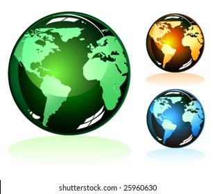 Iconos de la Tierra Glosados VECTOR con 3 colores únicos