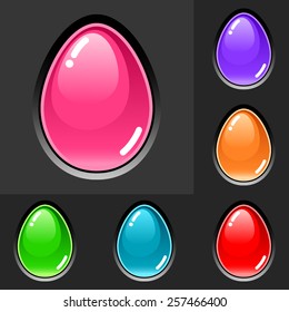 Vector glossy Easter egg set in different colors