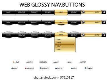 Vector glossy editable website buttons.