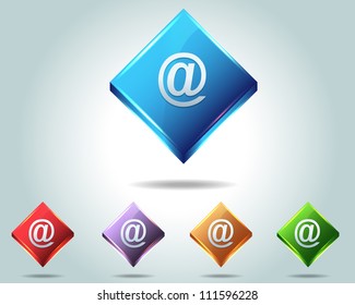 Vector Glossy e-mail Icon Button and multicolored