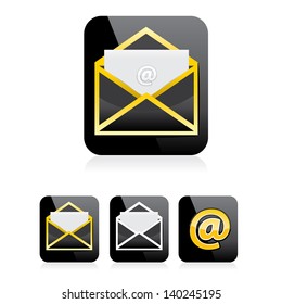 vector glossy e-mail icon set. vector symbol of message and communication. mail app icon
