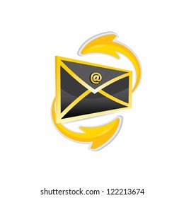 vector glossy e-mail icon. vector symbol of message and communication. vector black envelope.