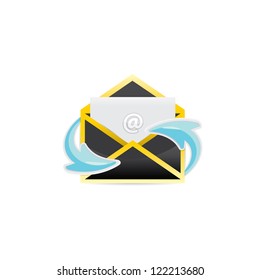 vector glossy e-mail icon. vector symbol of message and communication. vector black open envelope.