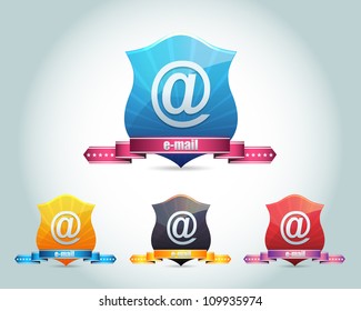 Vector Glossy e-mail Icon/Button and multicolored