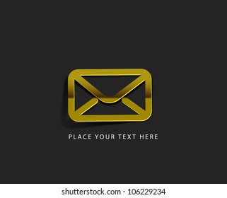 vector glossy email web golden icon design element.