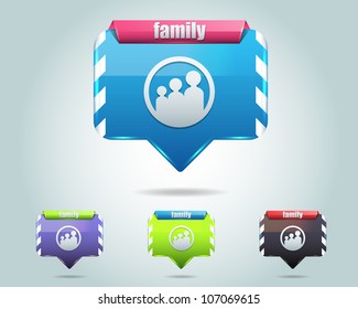 Vector Glossy Family Icon/Button and multicolored