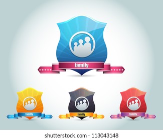 Vector Glossy Family Icon/Button and multicolored