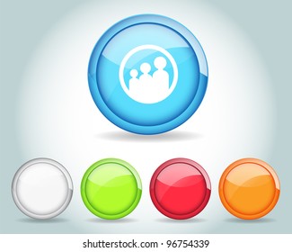 Vector Glossy Family Icon/Button and multicolored