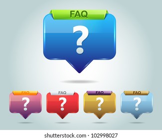 Vector Glossy FAQ Icon/Button and multicolored