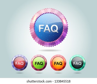Vector Glossy FAQ Icon/Button and multicolored