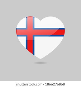 Vector Glossy Faroe Islands Flag Heart