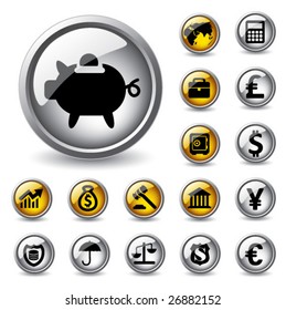 Vector glossy finance buttons.