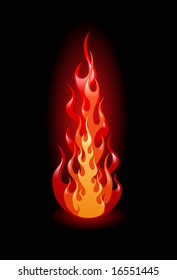 Vector glossy flames on black background