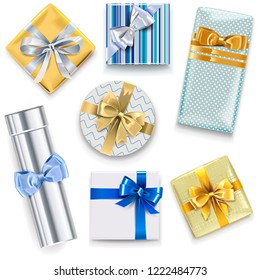 Vector Glossy Gift Boxes Set 2 isolated on white background