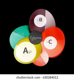 Vektor glänzende Glas-Farbe kreiert Sprachblase auf Schwarz. Vektorgrafik-Vorlagenhintergrund für das Layout, das Diagramm, die Zahlenoptionen oder den Webdesign-Banner