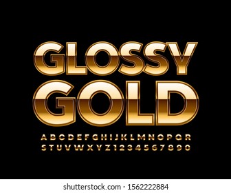 Vector Glossy Gold Font. Luxury Alphabet Letters, Numbers And Symbols.