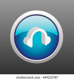 vector glossy headset web icon design element.