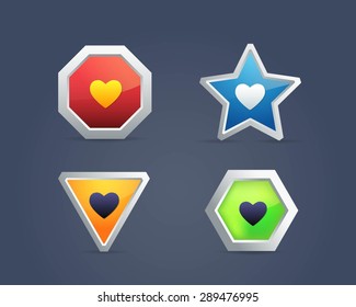 Vector Glossy Heart Icons 