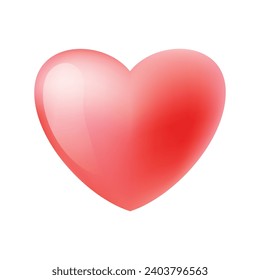 Vector glossy heart illustration on white background.