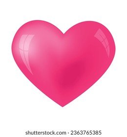 Vector glossy heart isolated on white background.