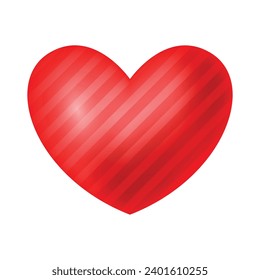 Vector glossy heart on white background.