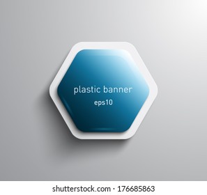 Vector glossy hexagonal banner with plastic style for business design