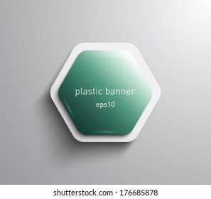 Vector glossy hexagonal banner with plastic style for business design