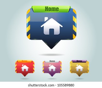 Vector Glossy home icon and multicolored