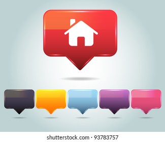 Vector Glossy home icon and multicolored