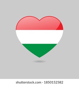 Vector Glossy Hungarian Flag Heart