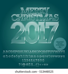 Tarjeta de felicitación Merry Christmas 2017 con un conjunto de letras, símbolos y números. El archivo contiene estilos gráficos