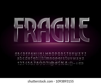 Vector Glossy Ice style Font. Glass Alphabet Letters, Numbers and Symbols