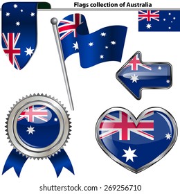 Vector glossy icons of flag of Australia on white