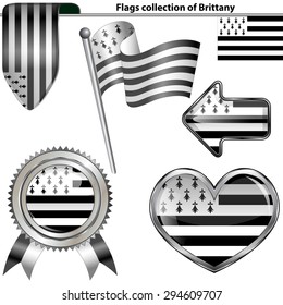Vector glossy icons of flag of Brittany on white