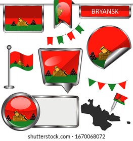 Vektorillustration-Hochglanzsymbole auf Weiß, Bryansk, Russland