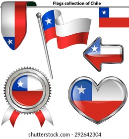 Vector glossy icons of flag of Chile on white